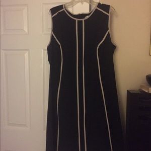 Black dress with tan trim
